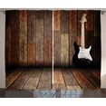 thumbnail image 1 of Ambesonne Popstar Party Curtains 2 Panel Set, Guitar Wood Room, 108" x 96", Brown Black White, 1 of 3
