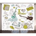 thumbnail image 1 of Ambesonne Popstar Party Curtains 2 Panel Set, Love Music Sketch, 108" x 108", Khaki Pale Blue Brown, 1 of 3
