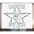 thumbnail image 1 of Ambesonne Popstar Party Curtains 2 Panel Set, Rock Star Gesture, 108" x 96", Black and White, 1 of 3