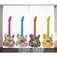 thumbnail image 1 of Ambesonne Popstar Party Curtains 2 Panel Set, Colorful Flowers Star, 108" x 63", Multicolor, 1 of 3