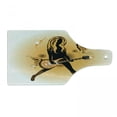 thumbnail image 1 of Popstar Party Cutting Board, Girl Silhouette with Hairstyle and Butterflies Playing Guitar, Tempered Glass Cutting and Serving Board, Wine Bottle Shape, Orange Brown Dark Brown, by Ambesonne, 1 of 1