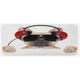 thumbnail image 1 of Popstar Party Kitchen Mat, Dj Bulldog Headphones Listening to Music Behind White Banner, Plush Decorative Kitchen Mat with Non Slip Backing, 47" X 19", Pale Brown Black Red, by Ambesonne, 1 of 1