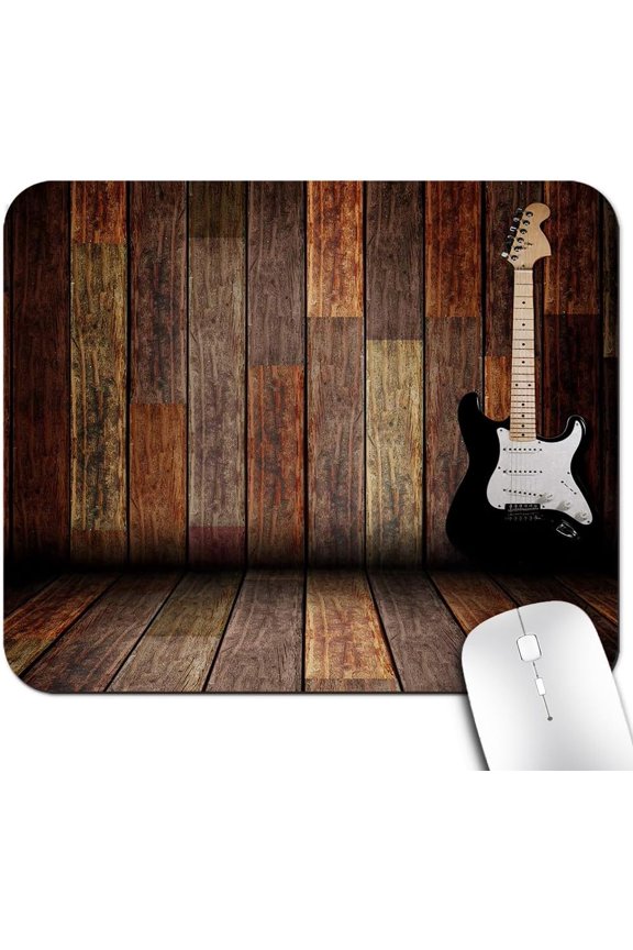Popstar Party Mouse Pad, Electric Guitar in The Wooden Room Country House Interior Music Theme Mouse Pads
