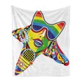 thumbnail image 1 of Popstar Party Soft Flannel Fleece Throw Blanket, Abstract Design in Rainbow Colors Art in Shape of Starfish Performer Woman, Cozy Plush for Indoor and Outdoor Use, 70" x 90", Multicolor, by Ambesonne, 1 of 6
