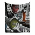 thumbnail image 1 of Popstar Party Soft Flannel Fleece Throw Blanket, Pile of Graphic Colorful Electric Guitars Rock Music Stringed Instruments, Cozy Plush for Indoor and Outdoor Use, 50" x 60", Multicolor, by Ambesonne, 1 of 6