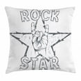 thumbnail image 1 of Popstar Party Throw Pillow Cushion Cover, Rock Star Theme High Sign and Star Figure Grungy Sketch Gesture Vintage, Decorative Square Accent Pillow Case, 24 X 24 Inches, Black and White, by Ambesonne, 1 of 2