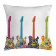 thumbnail image 1 of Popstar Party Throw Pillow Cushion Cover, Set of Electric Guitars with Colorful Flowers Stars Circles Abstract Patterns, Decorative Square Accent Pillow Case, 18 X 18 Inches, Multicolor, by Ambesonne, 1 of 2