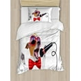 thumbnail image 1 of Popstar Party Twin Size Duvet Cover Set, Jack Russel Dog with Sunglasses Party Hat and Bowtie Singing Birthday Song, Decorative 2 Piece Bedding Set with 1 Pillow Sham, Multicolor, by Ambesonne, 1 of 3