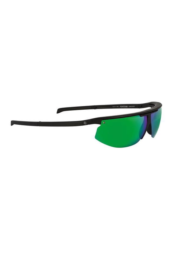 Popstar Polarized Sunglasses, Black Matte & Gray Polarized Green Mirror