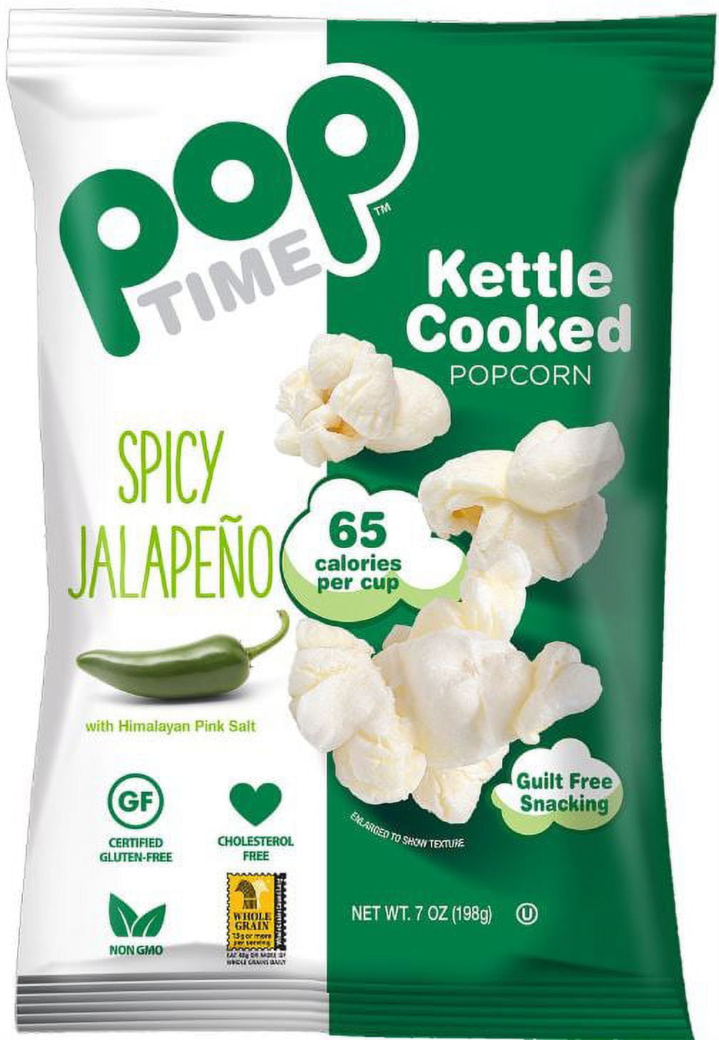 Poptime Kettle Cooked Popcorn, Jalapeno, 7 Oz