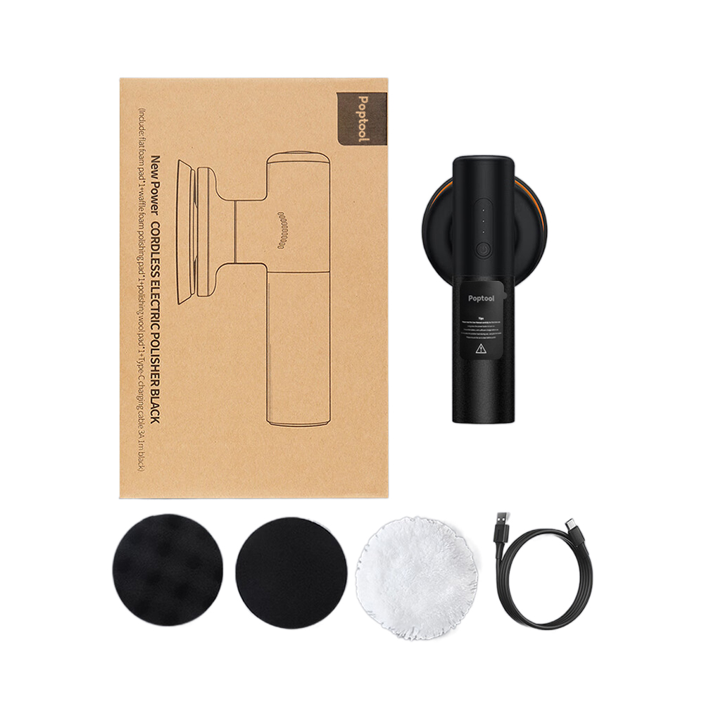 Poptool Electric wax-polishing machines for industrial purposes, Cordless Car Buffer Polisher Kit, 8 Variable Speeds, 2500-5000 RPM