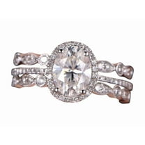 Popular 2.25 Carat Moissanite & Diamond Engagement Trio Ring Set in White Gold
