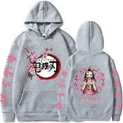 EN FANT Popular Anime Print Hoodies Demon Slayer Blade Warm Fleece Japanese Street Kamado Nezuko Custom Men‘s Sweater Pullover Hoodies