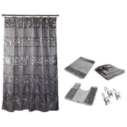 Popular Bath Sinatra Solid Print Hollywood Acrylic Resin Shower Curtain Sets 7 Count