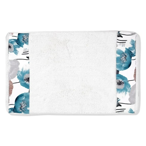 Popular Bath Bath Rug, Poppy Fields Collection, Aqua