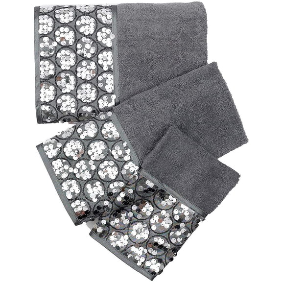 Popular Bath Bath Towels, Sinatra Collection, 3-Piece Set, Silver