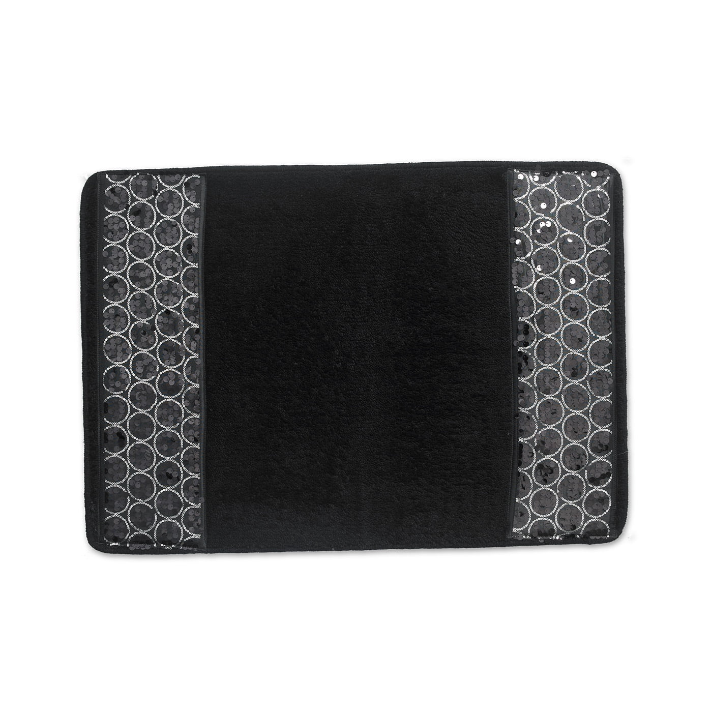 Sinatra Black Rectangular Bath Rug with Sequins