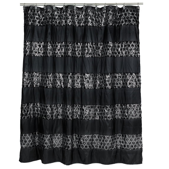 Popular Bath Black Sinatra Bath Decor Accessories, Premium, Durable, Acrylic Resin, Eco-Friendly Shower Curtain (70" W x 72" L)