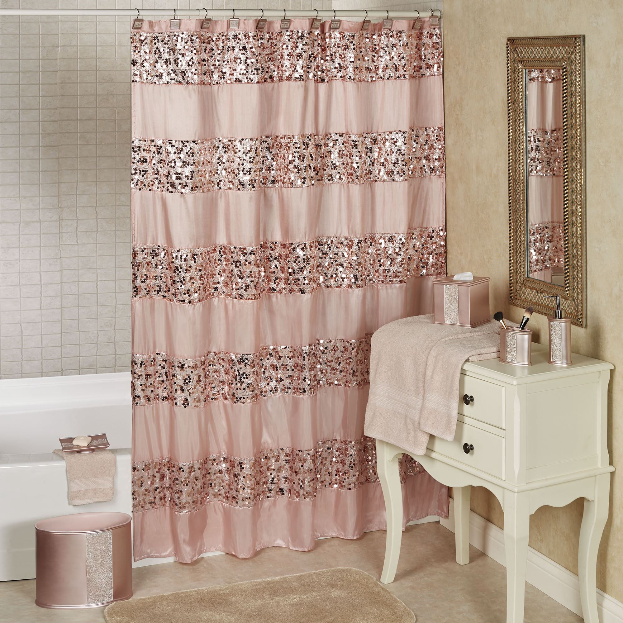 Popular Bath Blush Sinatra Bath Decor Accessories, Premium, Durable, Acrylic Resin, Eco-Friendly Shower Curtain (70" W x 72" L)