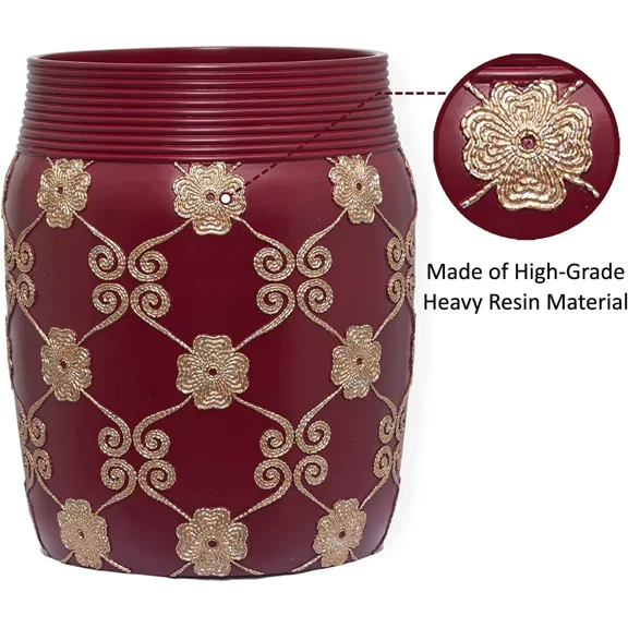 Popular Bath Elegant Rose Wastebasket Color: Burgundy and Gold