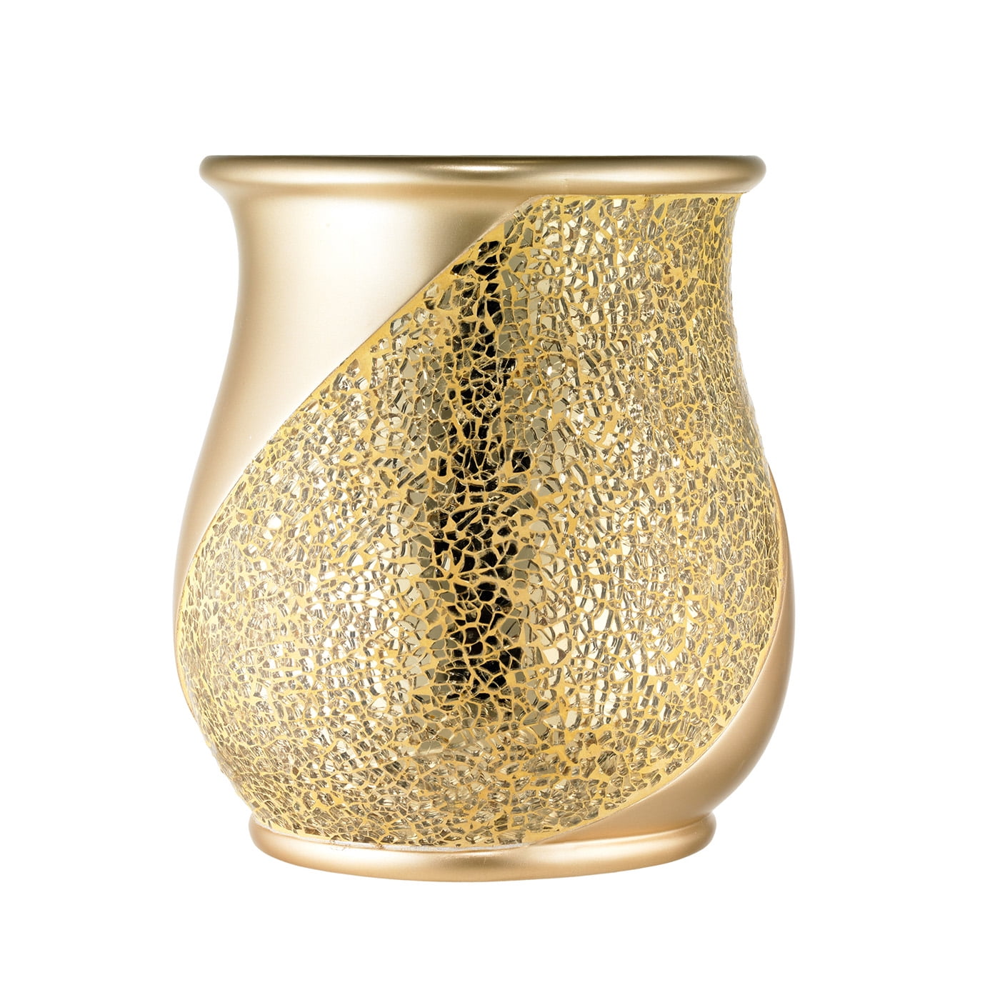 Champagne Gold Cracked Glass Bathroom Waste Basket