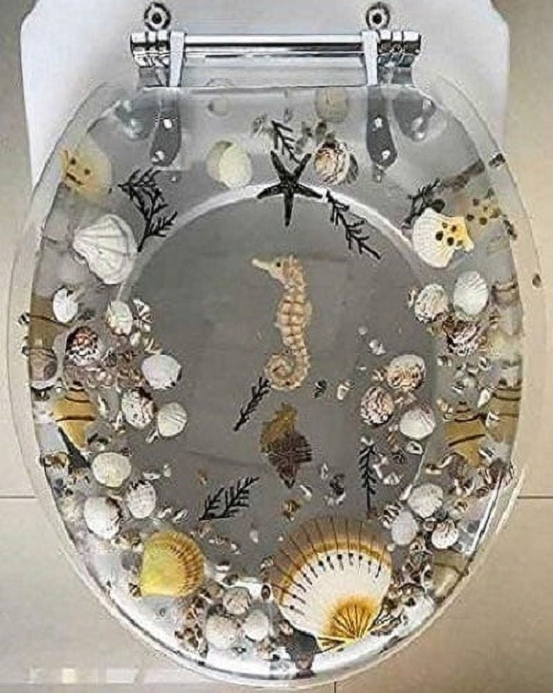 Popular Bath Jewel Shell Clear Round Resin Toilet Seat