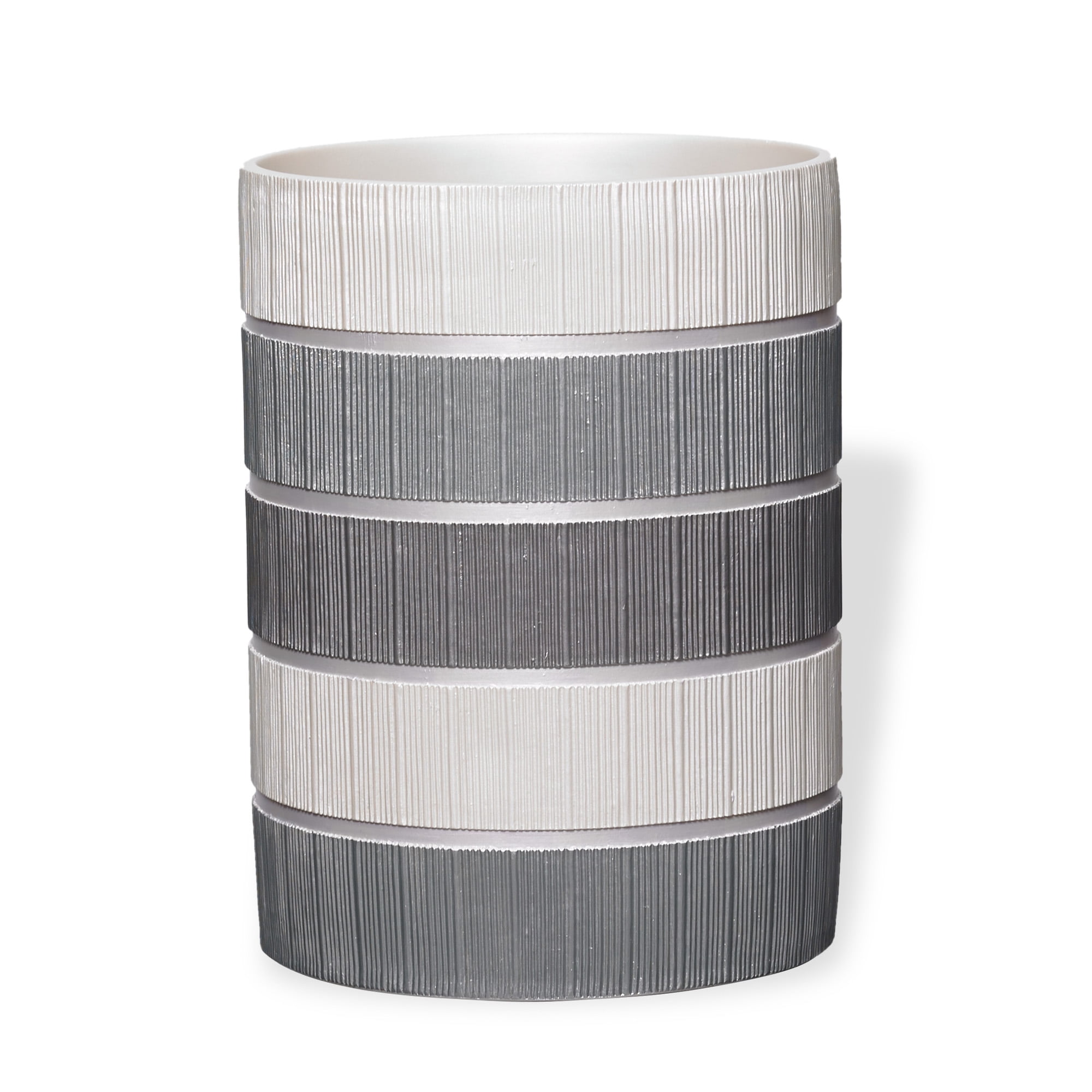 Popular Bath Modern Line Bathroom Resin Waste Basket Trash Bin- Gray ...
