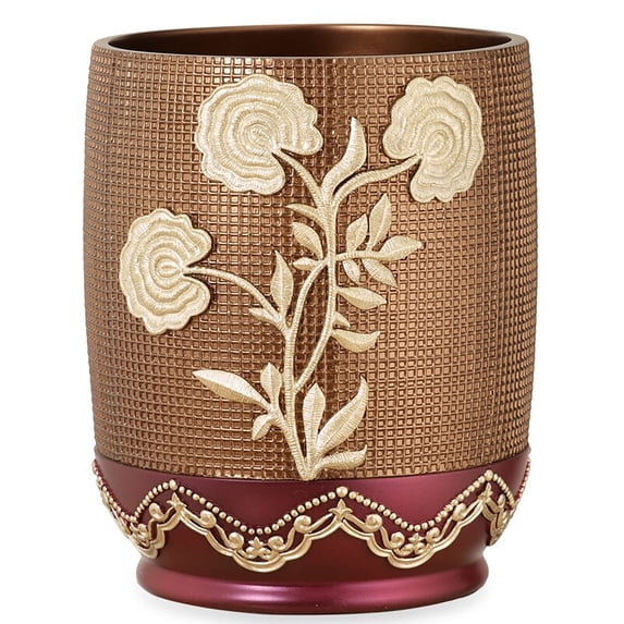 Popular Bath Ombre Rose Waste Basket, Burgundy-Gold