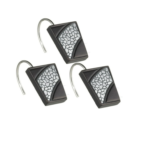 Popular Bath Orb/Brown Sinatra Bath Decor Accessories, Premium, Durable, Acrylic Resin, Eco-Friendly Curtain Hooks (2" x 2" , 12-pack)