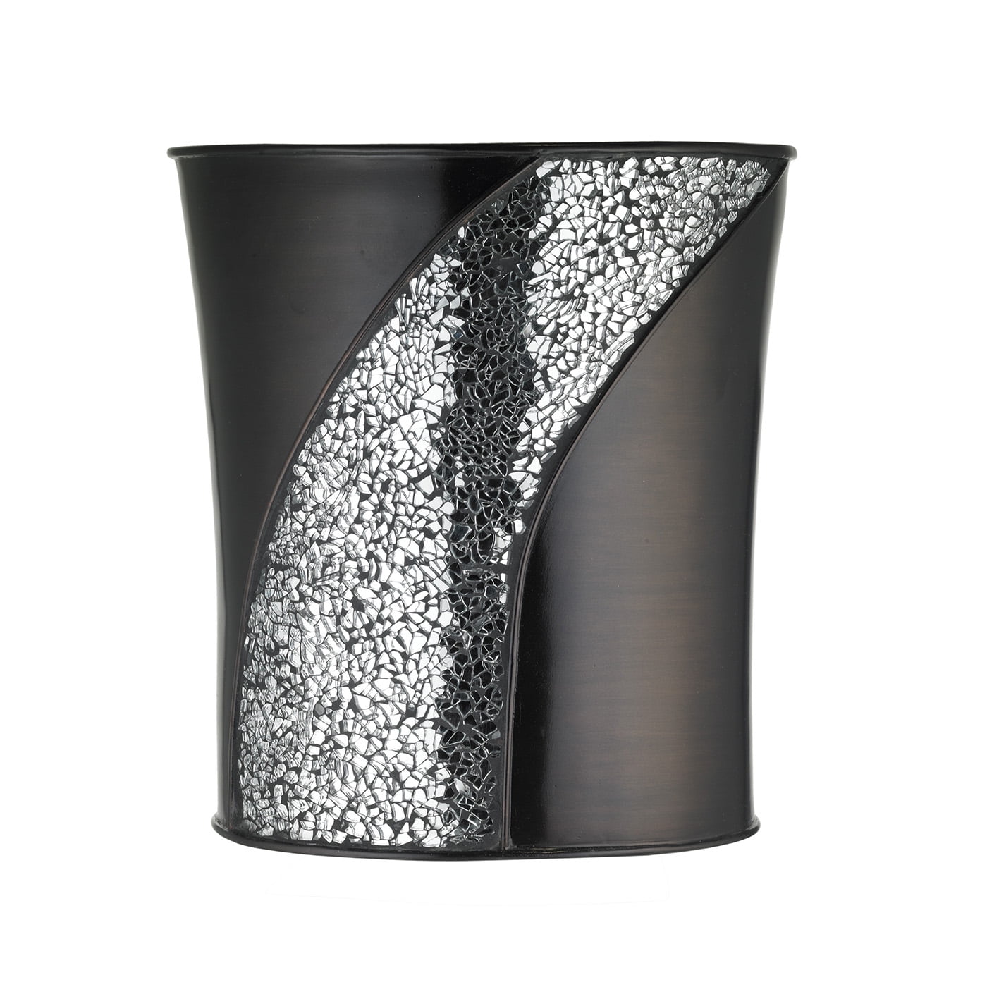 Sinatra Polished Black and Silver Resin Bathroom Waste Basket