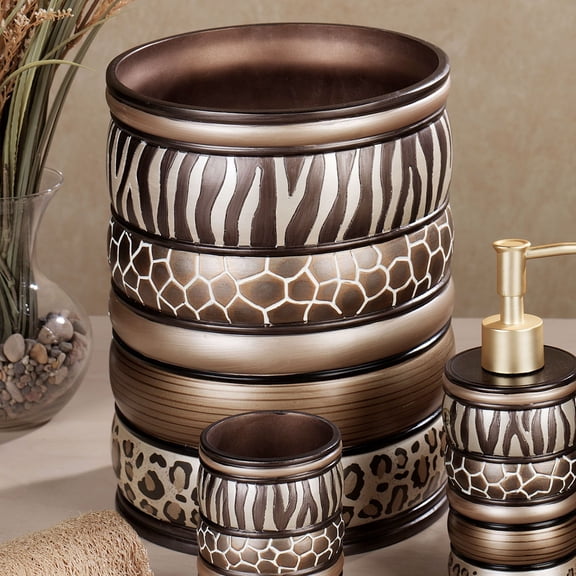 Popular Bath 781229 Safari Stripes, Waste Basket, Chocolate