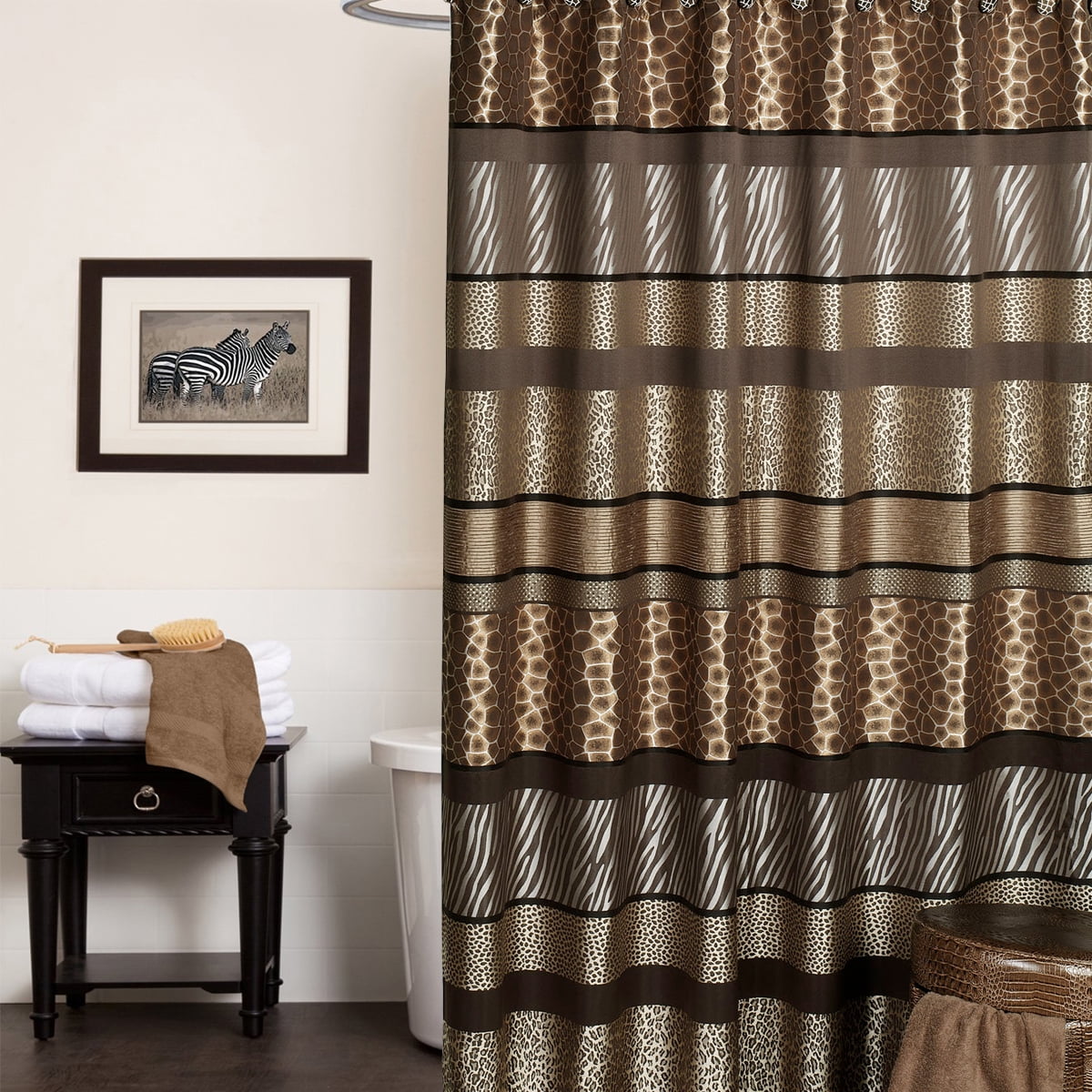 Popular Bath Safari Stripes 70 x 72 Fabric Bathroom Shower Curtain, Size: 70 inch x 72 inch