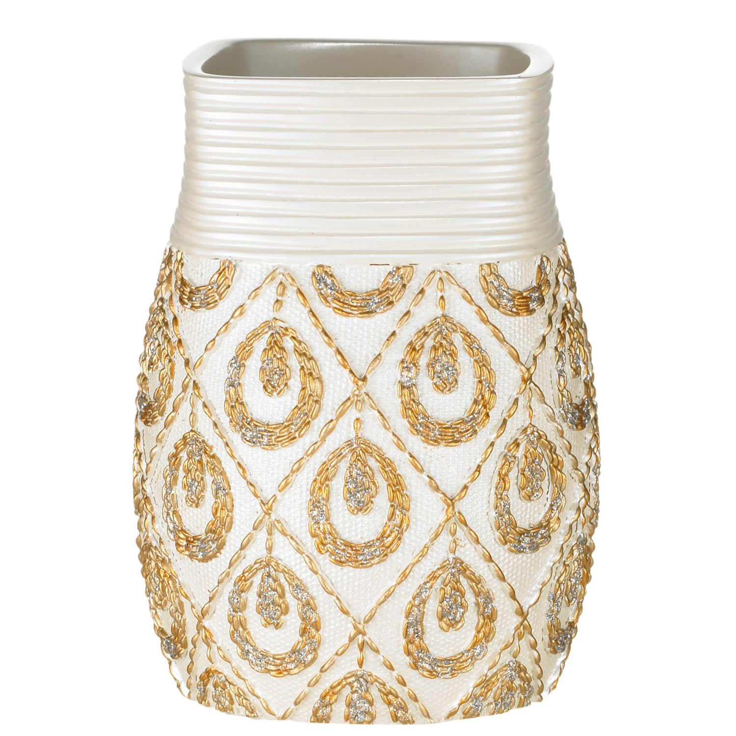 Popular Bath Seraphina Bathroom Tumbler- Beige/Gold
