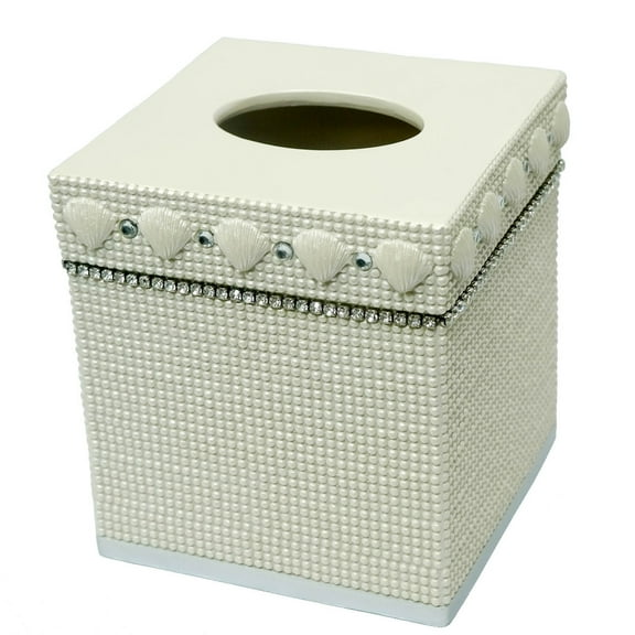 Popular Bath Shells & Diamonds Bathroom Tissue Box Cover- Beige