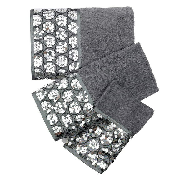 Popular Bath Silver Sinatra Bath Decor Accessories, Premium, Durable, Acrylic Resin, Eco-Friendly 3-Piece Bath Towel Set