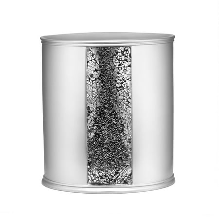 Popular Bath Sinatra Silver Waste Basket, Cracked Ice Look