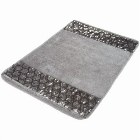 popular bath bath rug, sinatra collection, silver, 21.5" x 31.5"