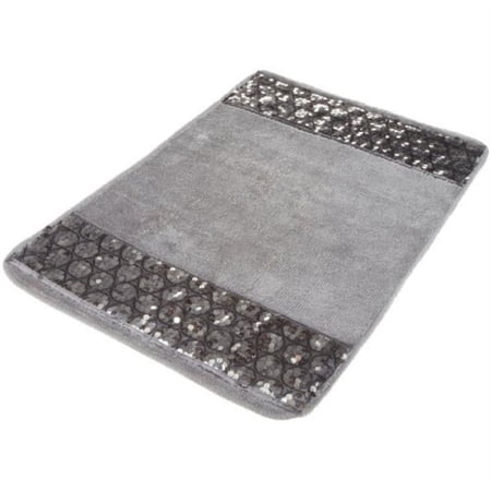 popular bath bath rug, sinatra collection, silver, 21.5" x 31.5"