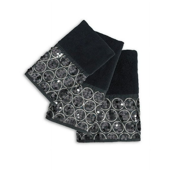 Popular Bath Sinatra 3 Piece Bath Towel Hand Towel and Wash Cloth Set Black
