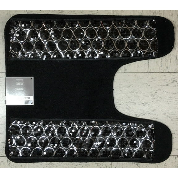Popular Bath Sinatra Contour Rug with Black Sequins, Black