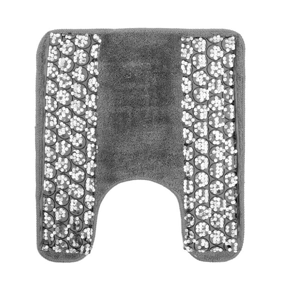 Popular Bath Sinatra Silver Collection - Bathroom Contour Toilet Commode Rug