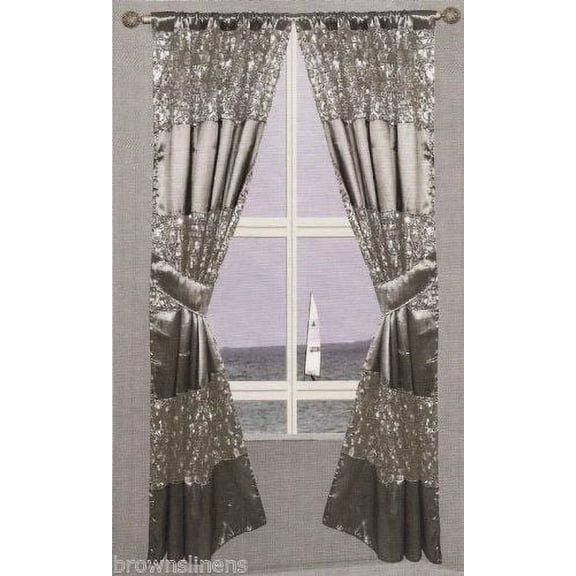Popular Bath Sinatra Silver Fabric Window Curtain