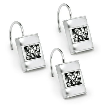 Popular Bath "Sinatra Silver" Shower Curtain Hooks, Set of 12 - NEW