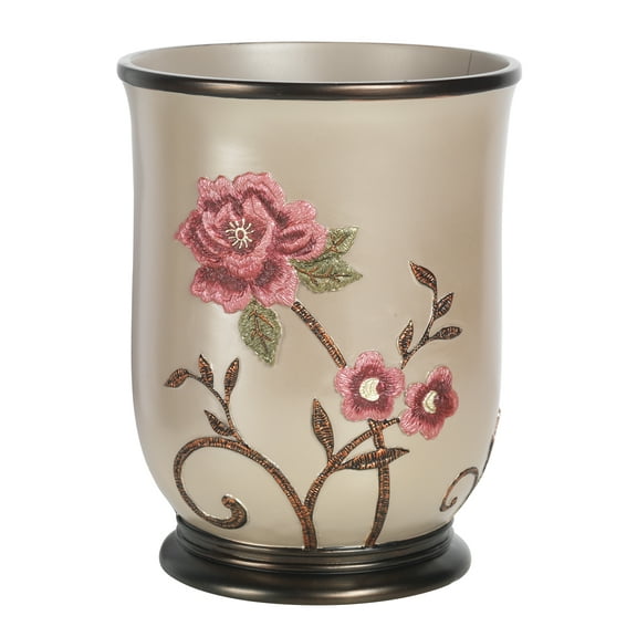 Popular Bath Waste Basket, Larrisa Collection, Rose Design