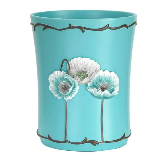 Popular Bath Waste Basket, Poppy Fields Collection, Aqua