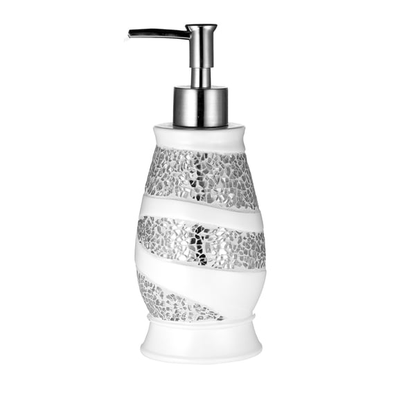Popular Bath White Sinatra Bath Decor Accessories, Premium, Durable, Acrylic Resin, Eco-Friendly Lotion Pump (8"H x 3"W x 3"D)