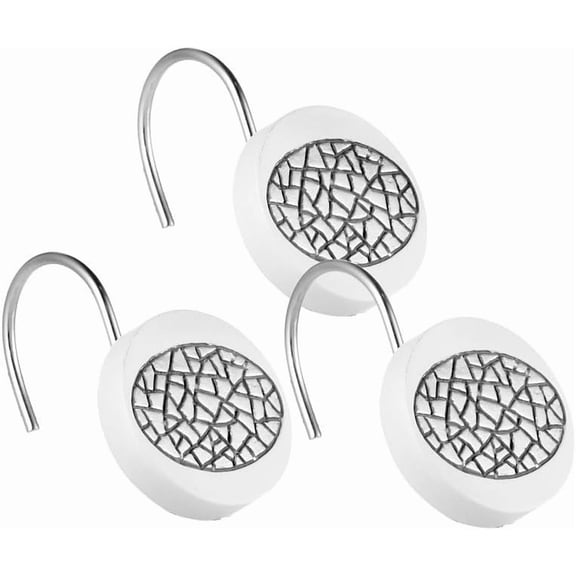 Popular Bath White Sinatra, Shower Curtain Hooks, 4 Count