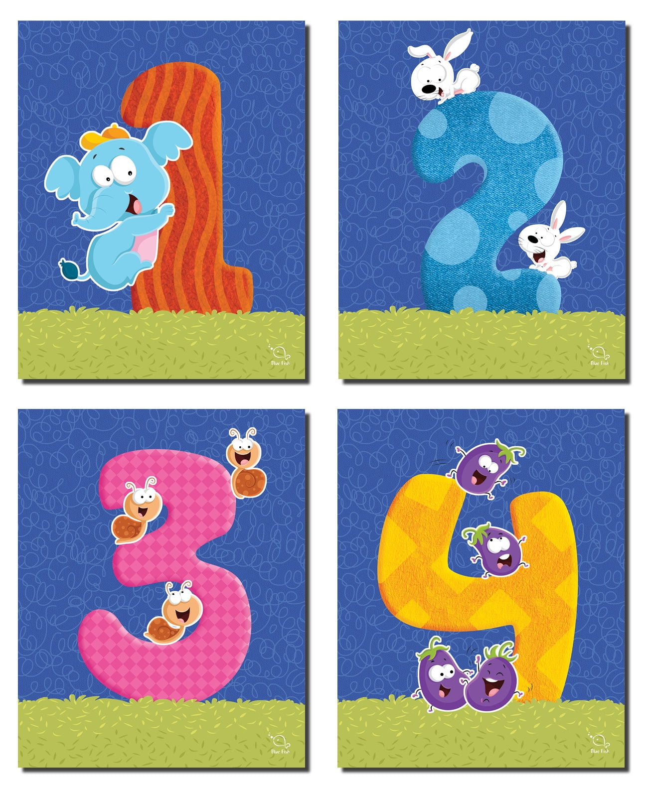 Popular Cartoon Animal Numbers 1 2 3 4 ; Nusery or Child's Room Decor ...