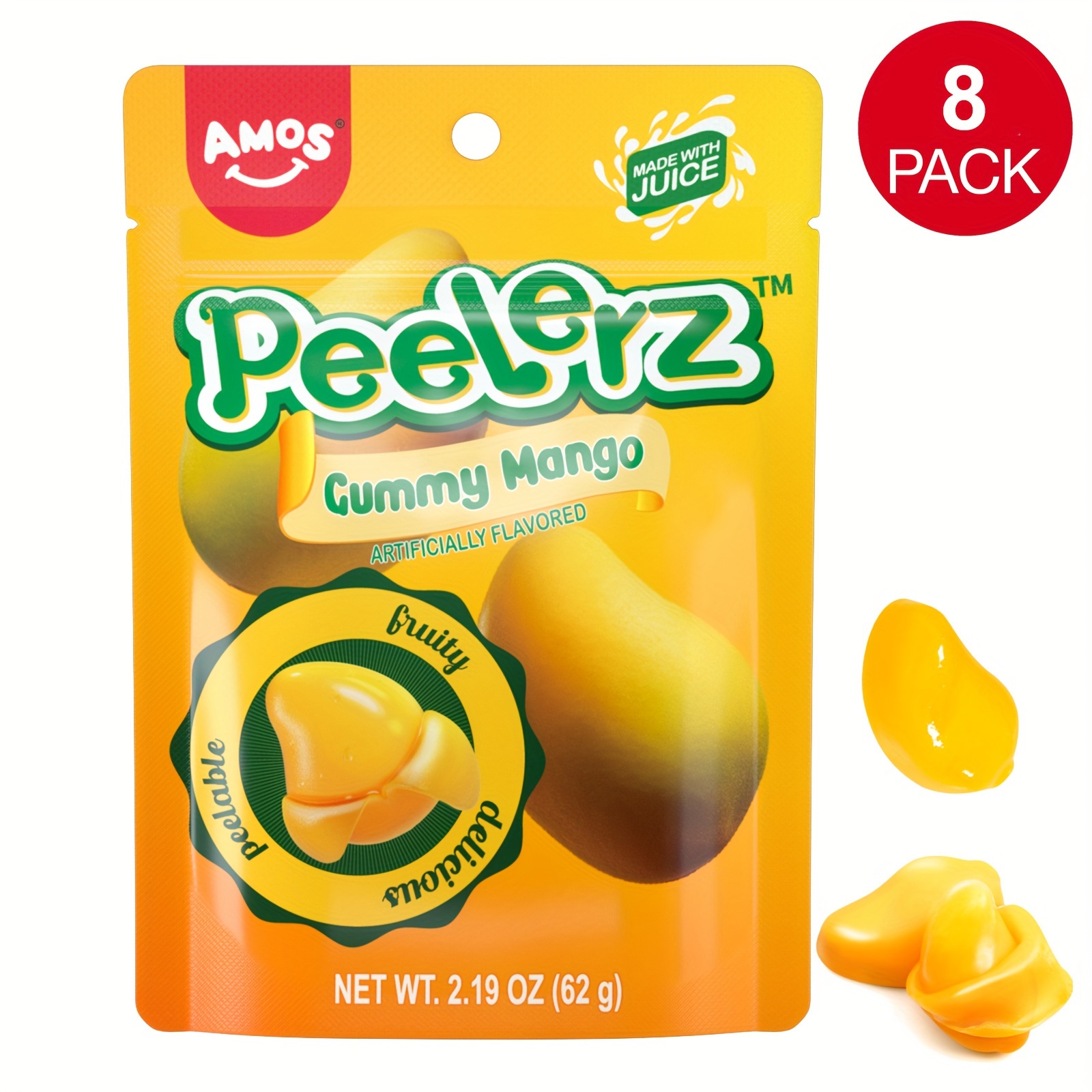 【Popular Choice】8 packs, 4D Gummy Peelable Candy, Mango & Orange Flavor