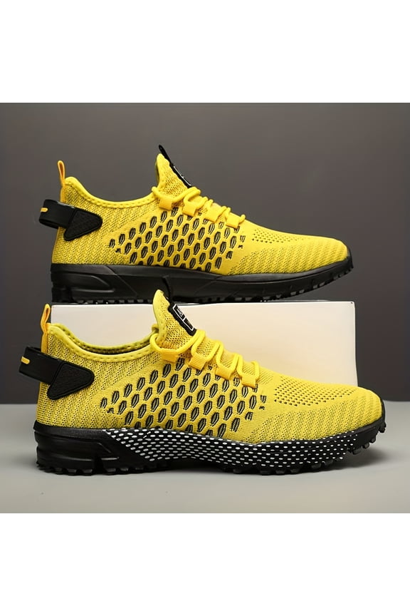 [Popular Choice] Men's Large Size Sneakers - Striped, Breathable Fabric Running Shoes with Stability Support